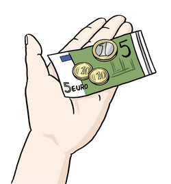 Das Bild zeigt Geld in der Hand eines Menschen