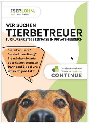 Das Bild zeigt die Titelseite des Flyers zur Tierbetreuung.