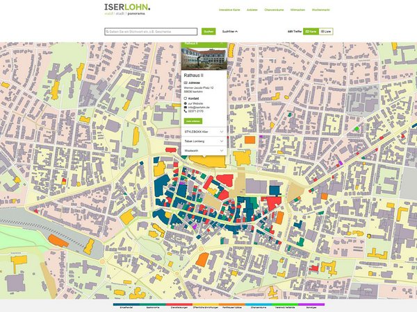 Die interaktive Karte im "Waldstadtpanorama" ist ein digitales Abbild der Iserlohner (Innen-)Stadt.