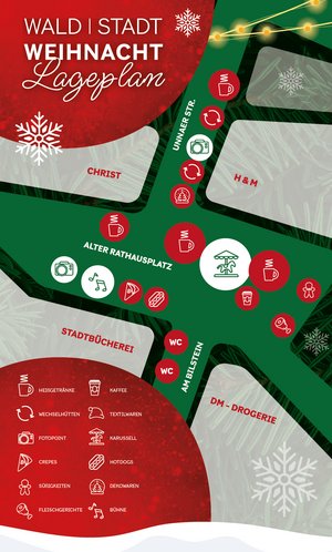 Das Bild zeigt den Standplan des Iserlohner Weihnachtsmarktes 2025.