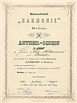Anteilsschein der Bochumer Bohrgesellschaft "Harmonie", 1874