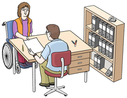 Das Bild zeigt eine Frau und einen Mann in einem Büro