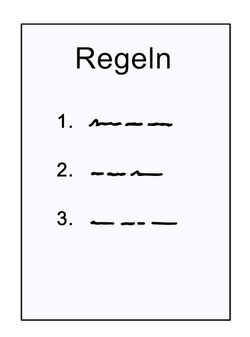 Das Bild zeigt ein Blatt mit der Aufschrifft "Regeln"