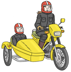 Das Bild zeigt ein Motorrad mit Fahrer