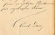 Das Bild zeigt eine Unterschrift von Ernst Danz von 1863