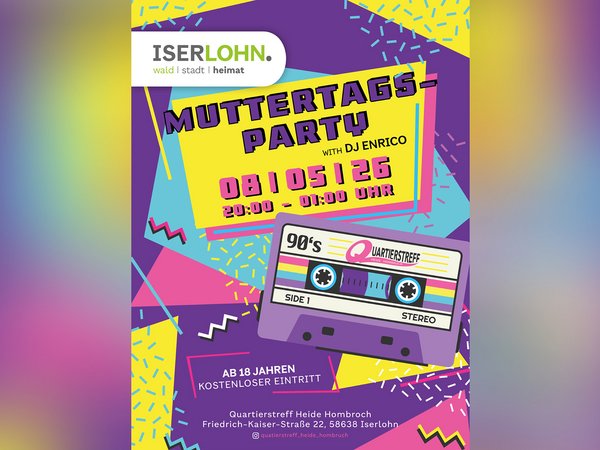 Am 8. Mai findet im Quartierstreff Heide-Hombruch eine Muttertags-Party bei freiem Eintritt statt. 