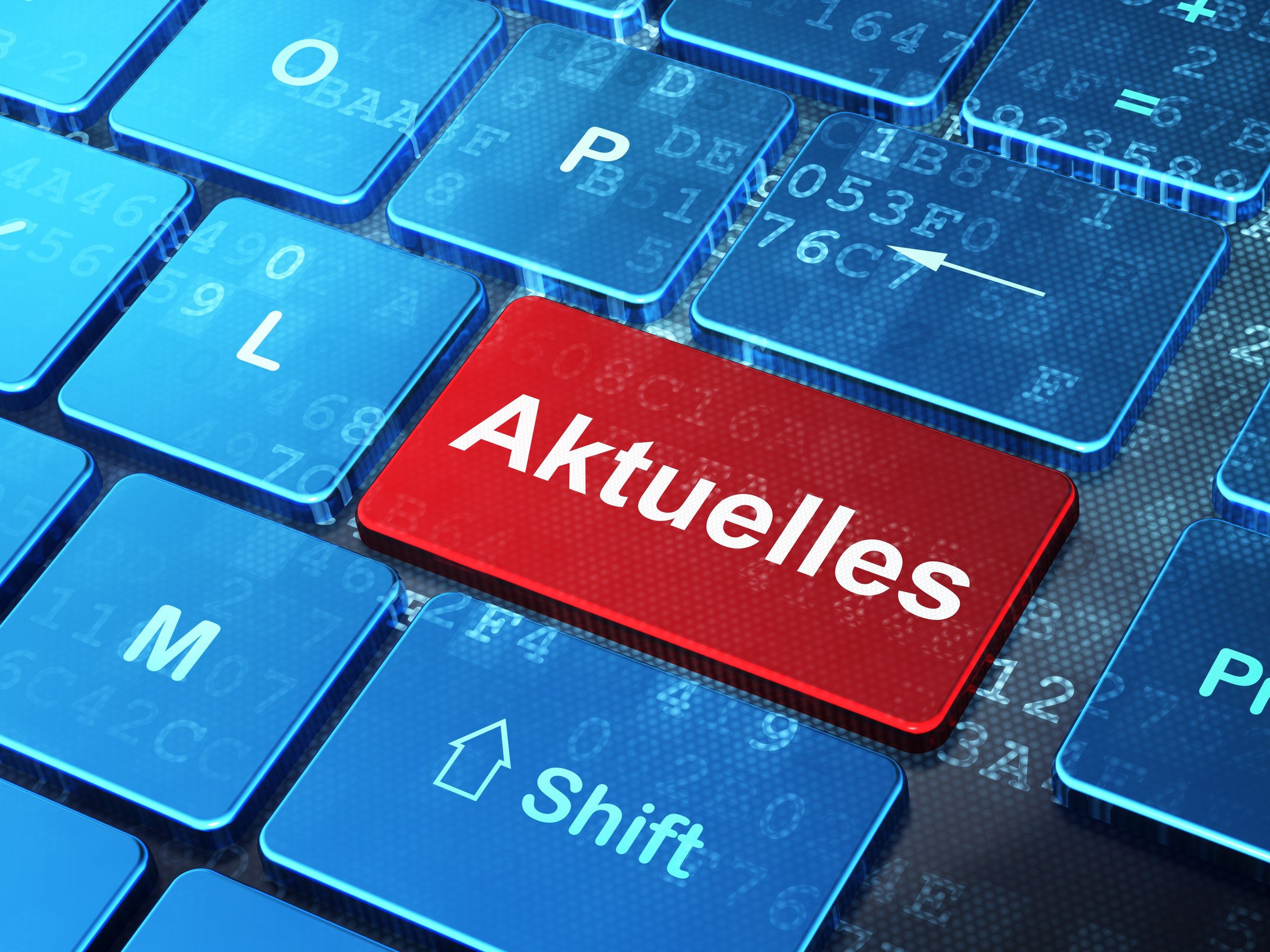 Das Bild zeigt eine Taste mit der Aufschrift Aktuelles
