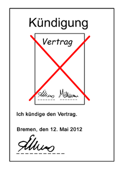 Das Bild zeigt das Muster einer Kündigung