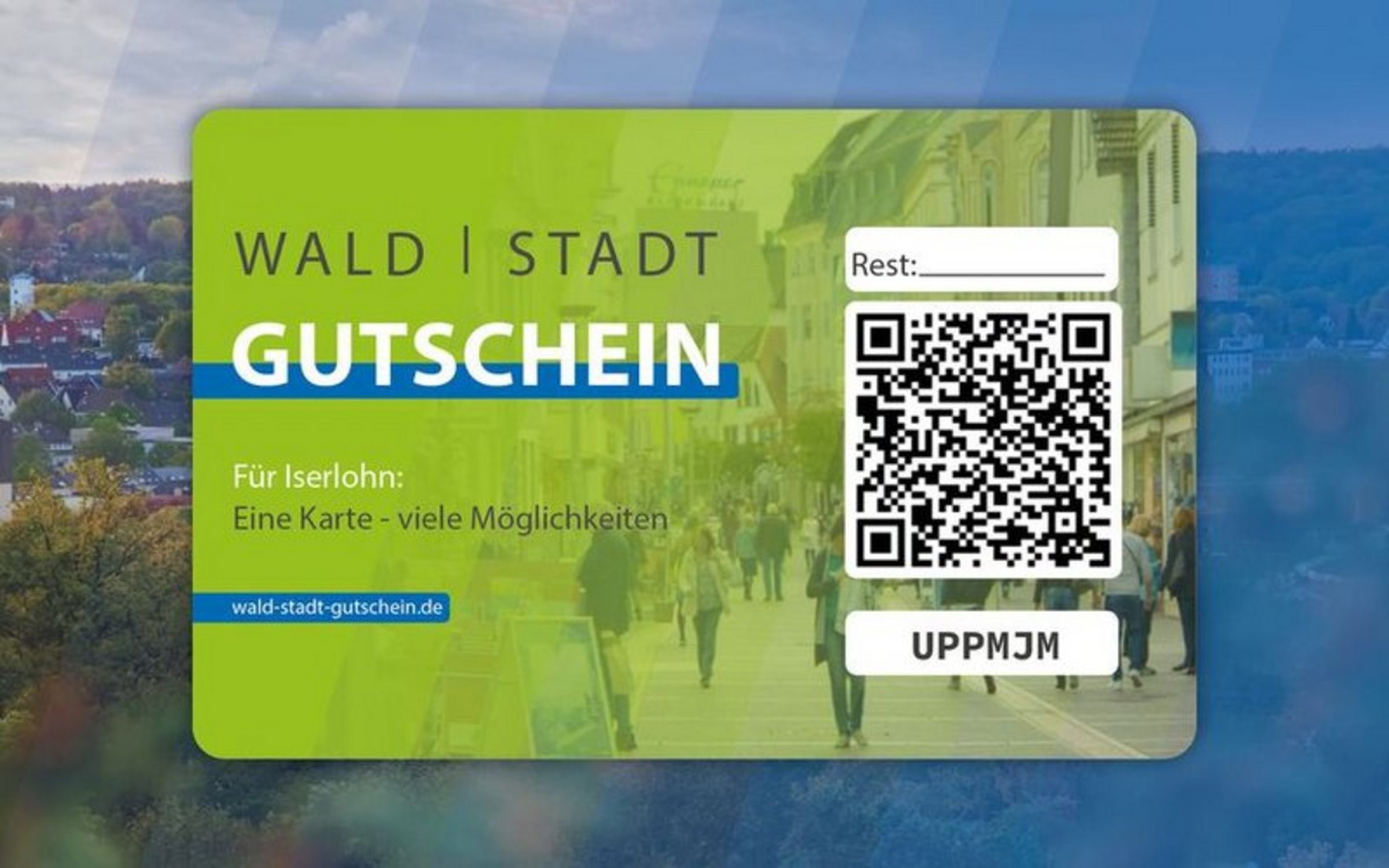 Das Bild zeigt den WaldStadtGutschein