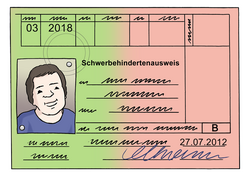 Das Bild zeigt das Muster eines Schwerbehindertenausweises