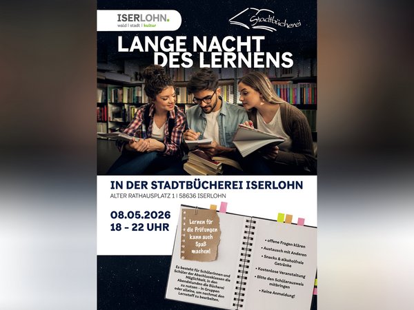 Die "Lange Nacht des Lernens" in der Stadtbücherei ist für Schülerinnen und Schüler, die ihren Abschluss machen, ein idealer Rückzugsort zum Büffeln. 