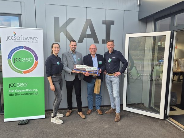Von links: Mandy Greiser (JCC Software), Florian Lechtonen (Bereich IT), Christian Geis (Stabstelle Digitalisierung), Jan Willem Bolkesteijn (JCC Software).