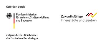 Das Bild zeigt das Förderlogo "Zukunftsfähige Innenstädte und Zentren"