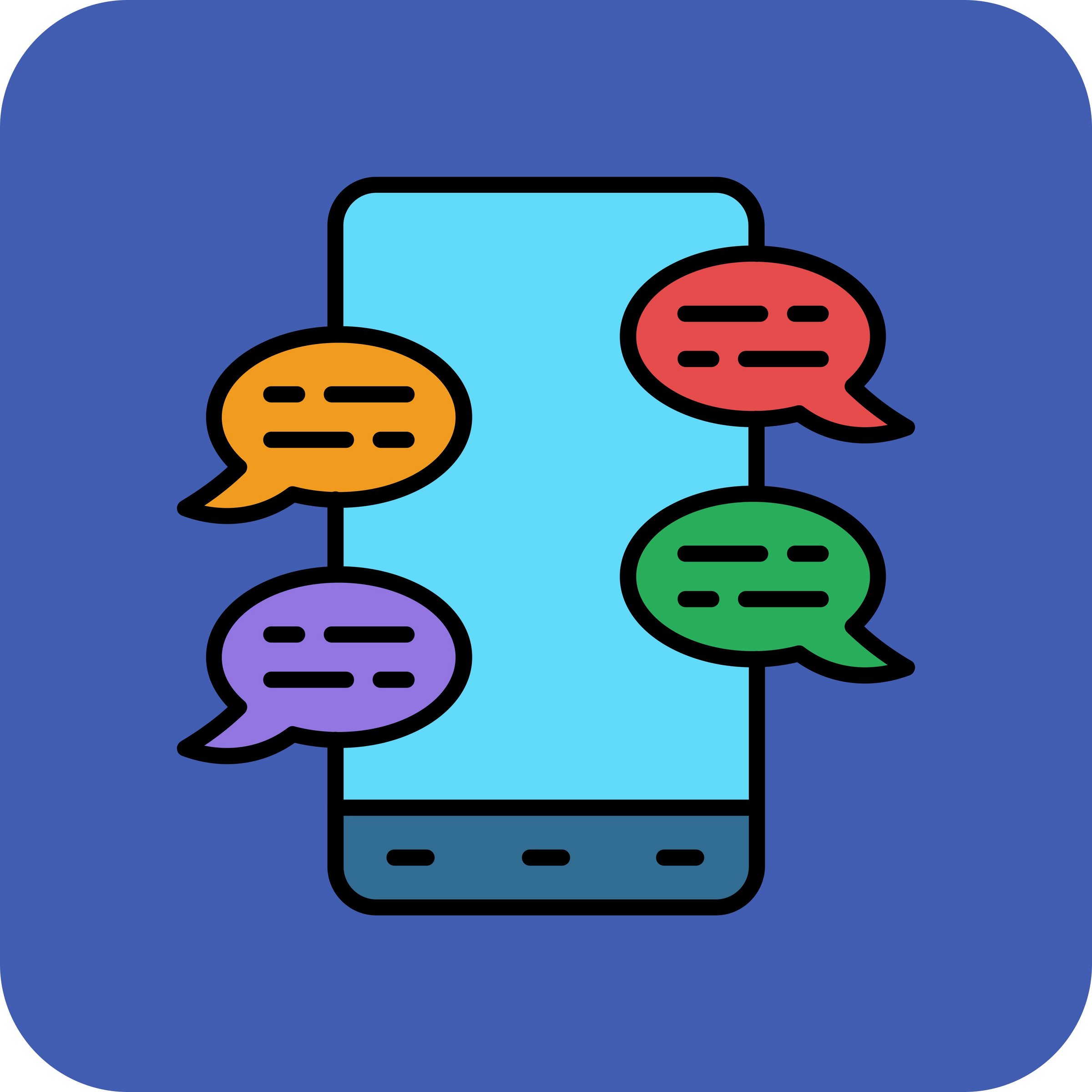 Das Bild zeigt ein Smartphone und Sprechblasen