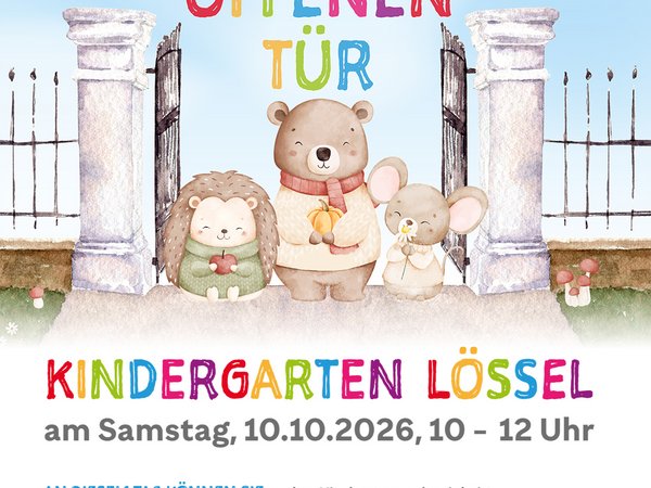 Von 10 bis 12 Uhr können Familien, Eltern und Kinder den Kindergarten in Lössel kennenlernen und das Außengelände erkunden. 