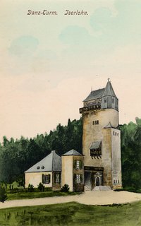 Das Bild zeigt eine Postkarte mit dem Danzturm