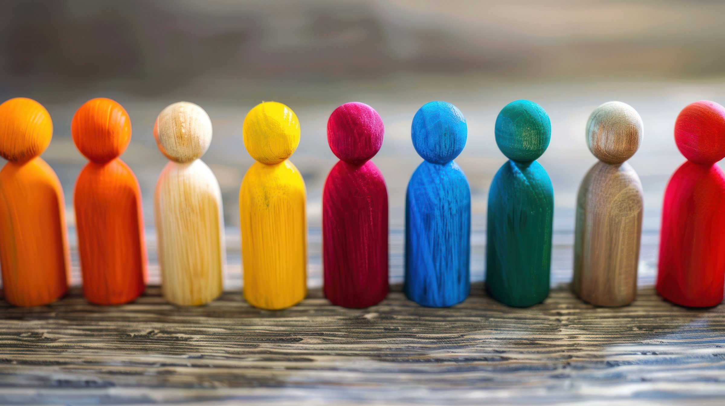 Das Bild zeigt bunte Holzfiguren