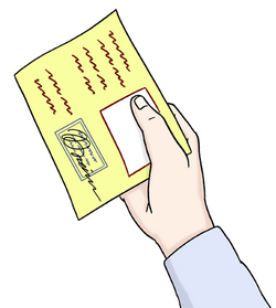 Das Bild zeigt eine Hand, die ein Schreiben hält