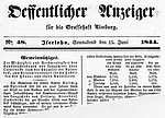 Öffentlicher Anzeiger für die Grafschaft Limburg, 15.6.1844