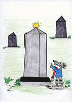 Eine Zeichnung aus der Geschichte Mathias und der Mensch aus Bronze