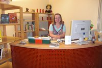 Katrin Fischer am Informationsplatz