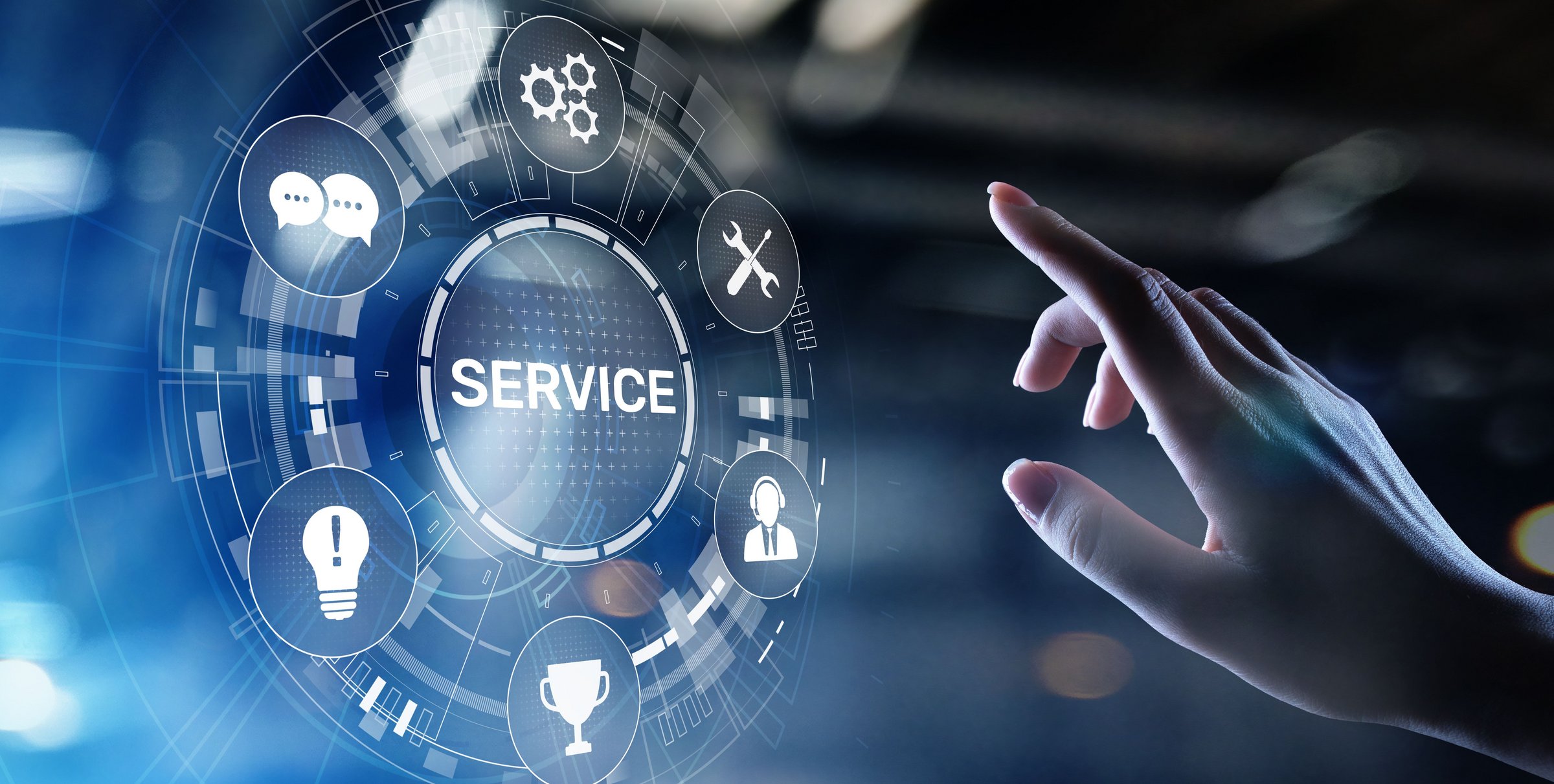Das Bild zeigt einen Bildschirm mit dem Wort "Service"