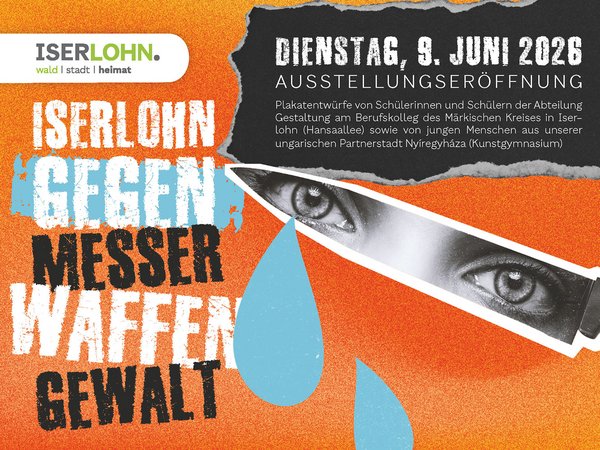 Mehr als 70 Plakate zum Thema "Iserlohn - gegen Messer, Waffen und Gewalt" haben Schülerinnen und Schüler vom Berufskolleg des Märkischen Kreises erarbeitet.