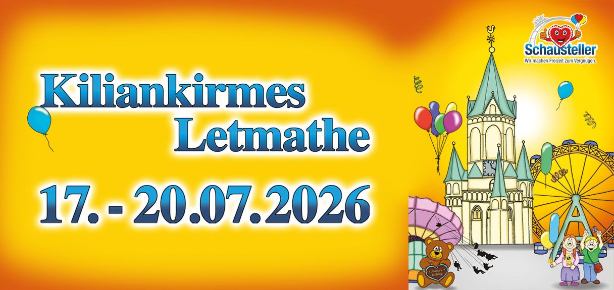 Das Bild zeigt das Plakat zur Kiliankirmes 2026