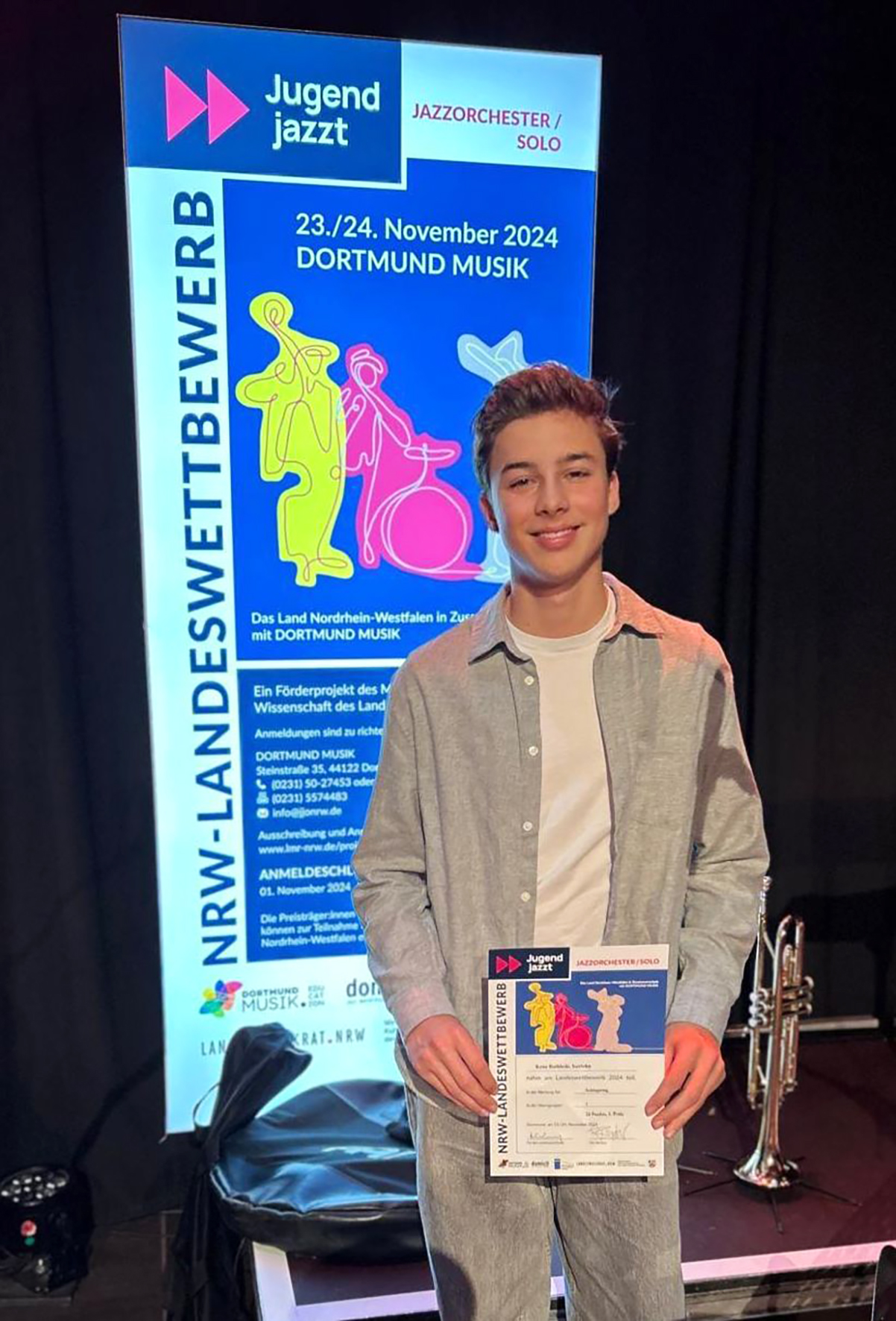 Schlagzeugschüler Keno Rothholz erreicht 1. Preis beim Landeswettbewerb „Jugend jazzt“