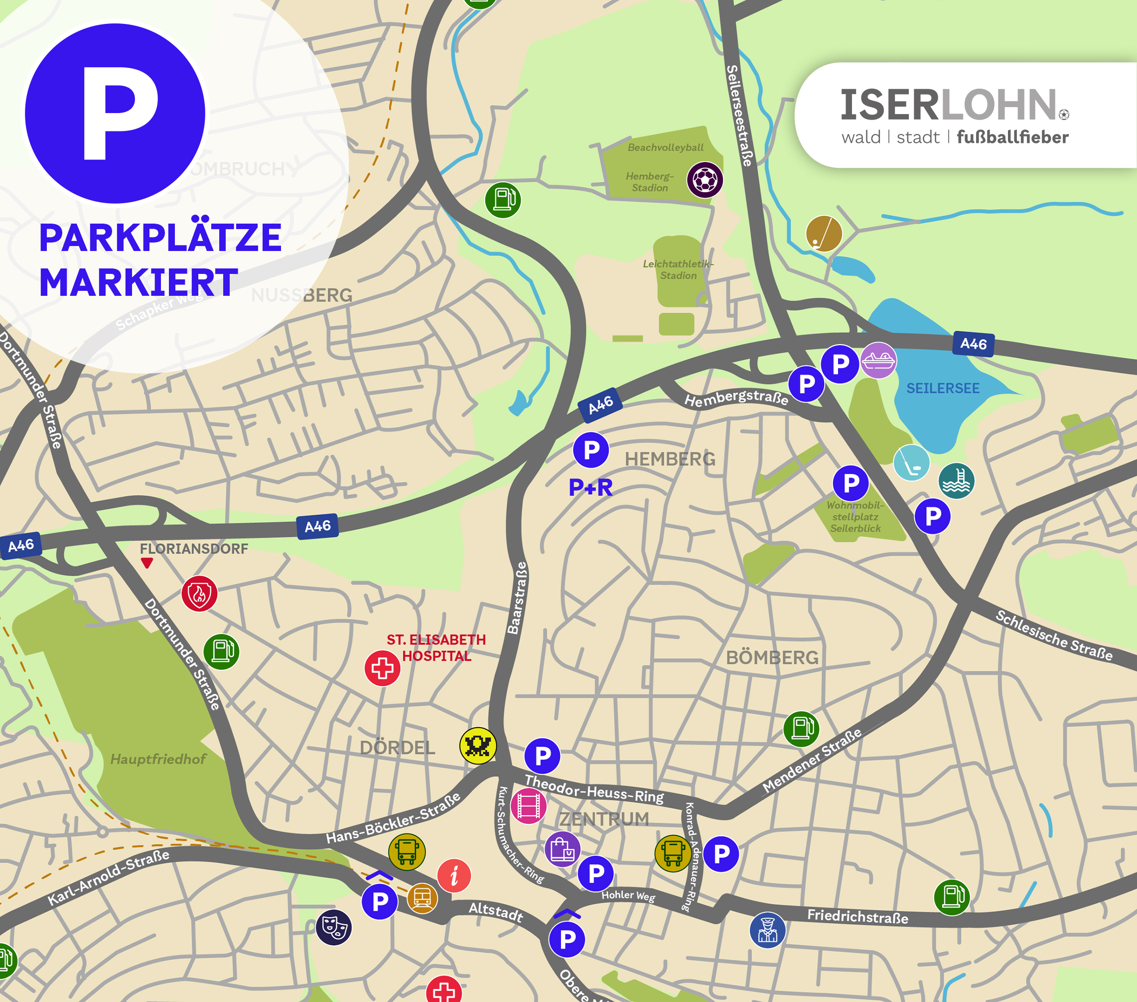 Grafik Parkplätze Iserlohn Innenstadtbereich