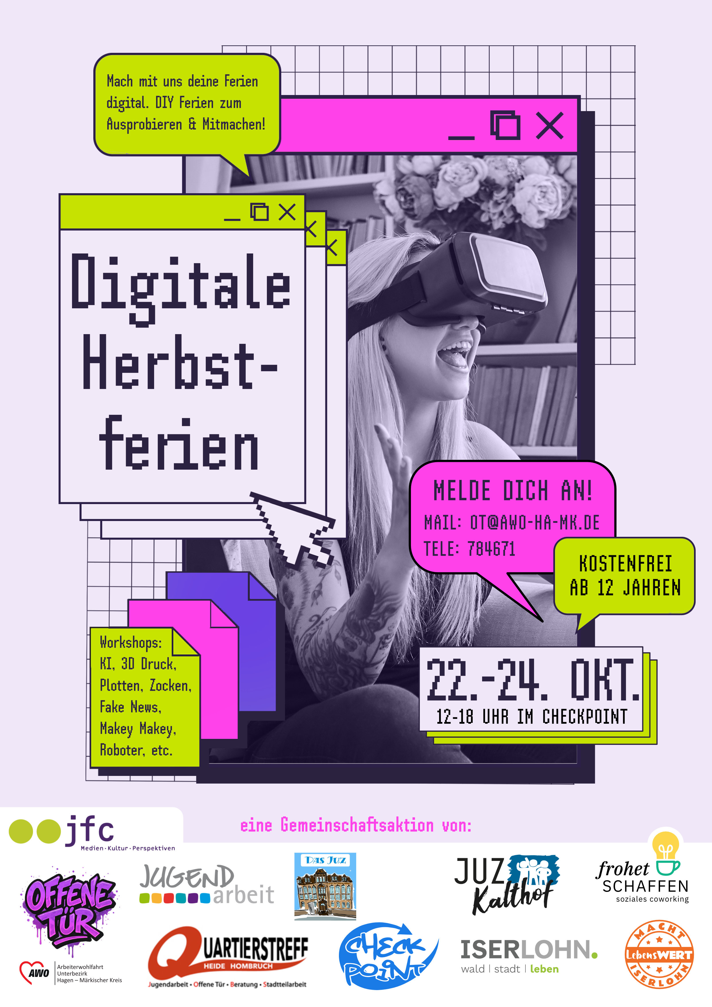 Vom 22. bis 24. Oktober wird das Jugendcafe Checkpoint Iserlohn zur digitalen Lern- und Begegnungsplattform.