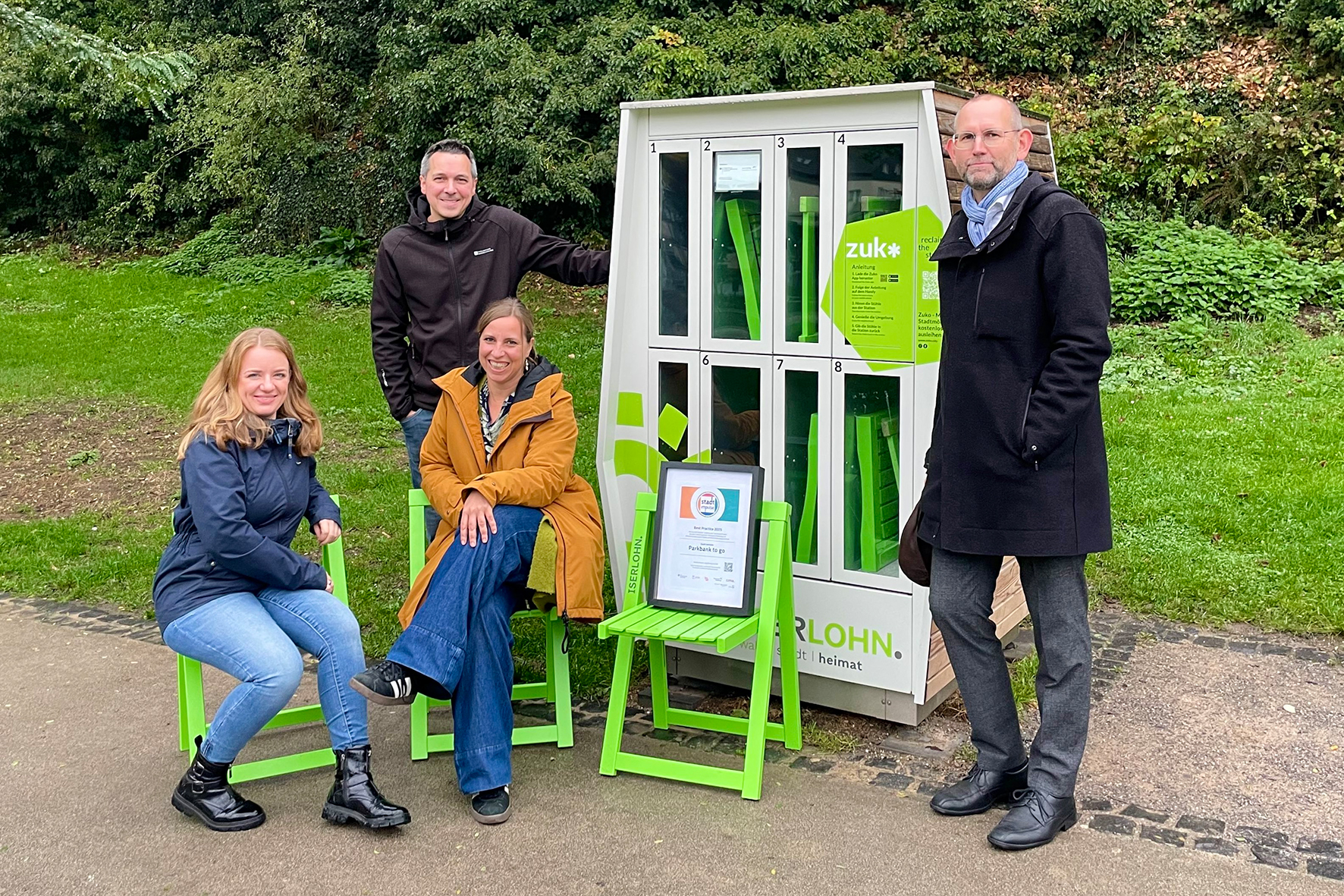 Das Iserlohner Pilotprojekt "Parkbank to go" gilt jetzt als bundesweites Best-Practice-Beispiel.