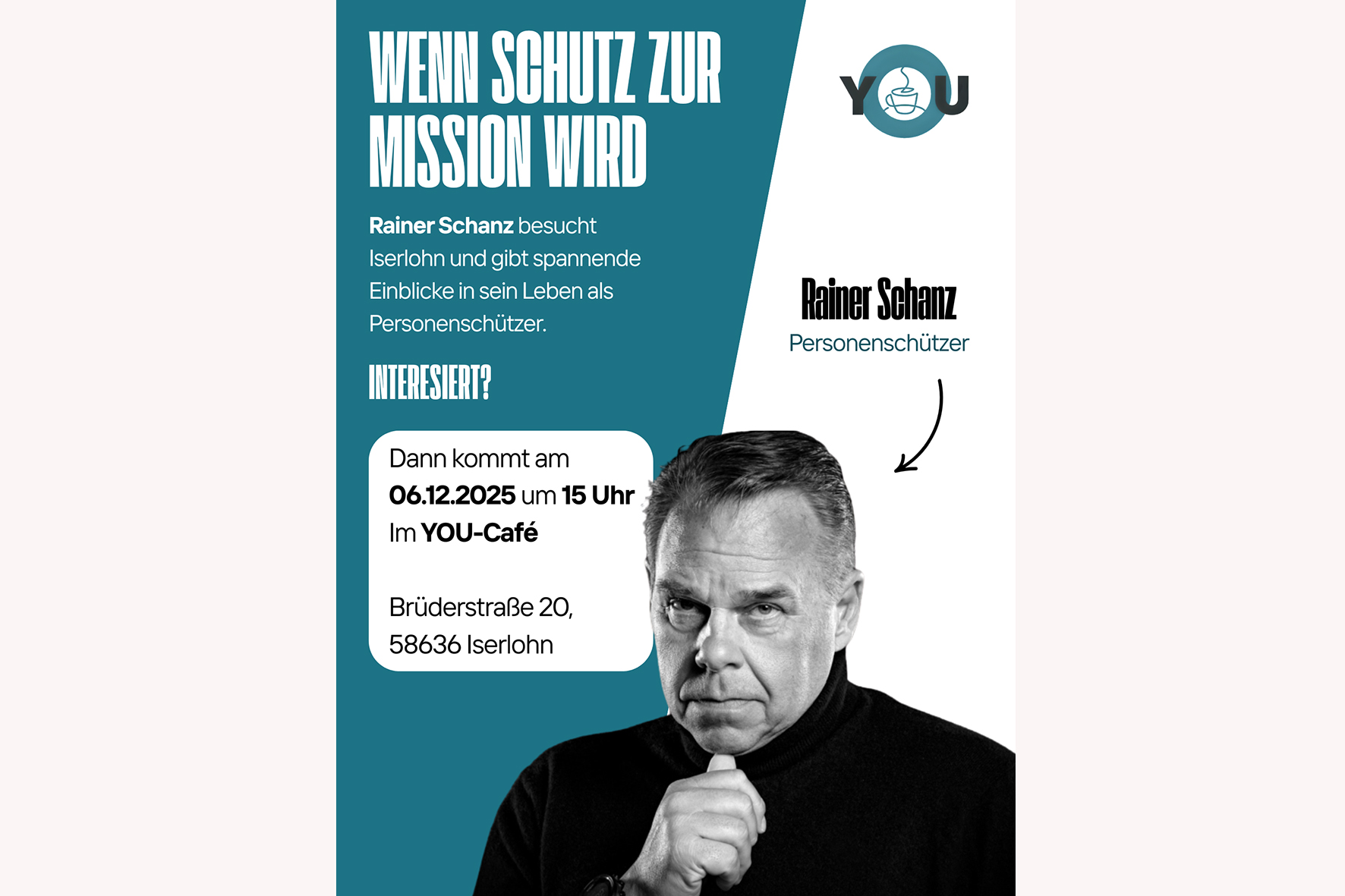 Vortrag „Wenn Schutz zur Mission wird“ von Rainer Schanz im YOU-Café