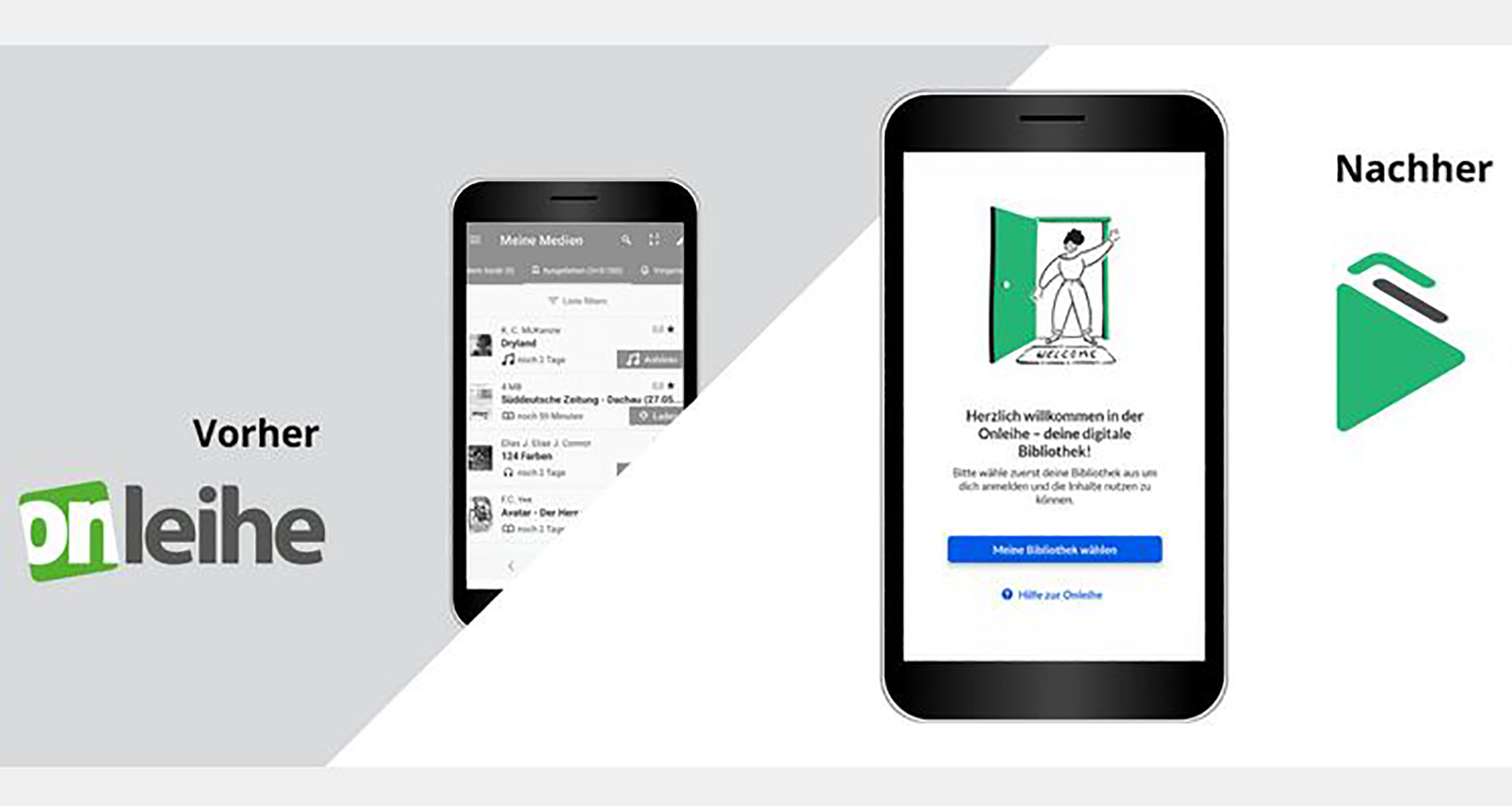 Für die Nutzung der "Onleihe" mit Mobilgeräten ist nach dem Update am 22. Juni eine neue App erforderlich.